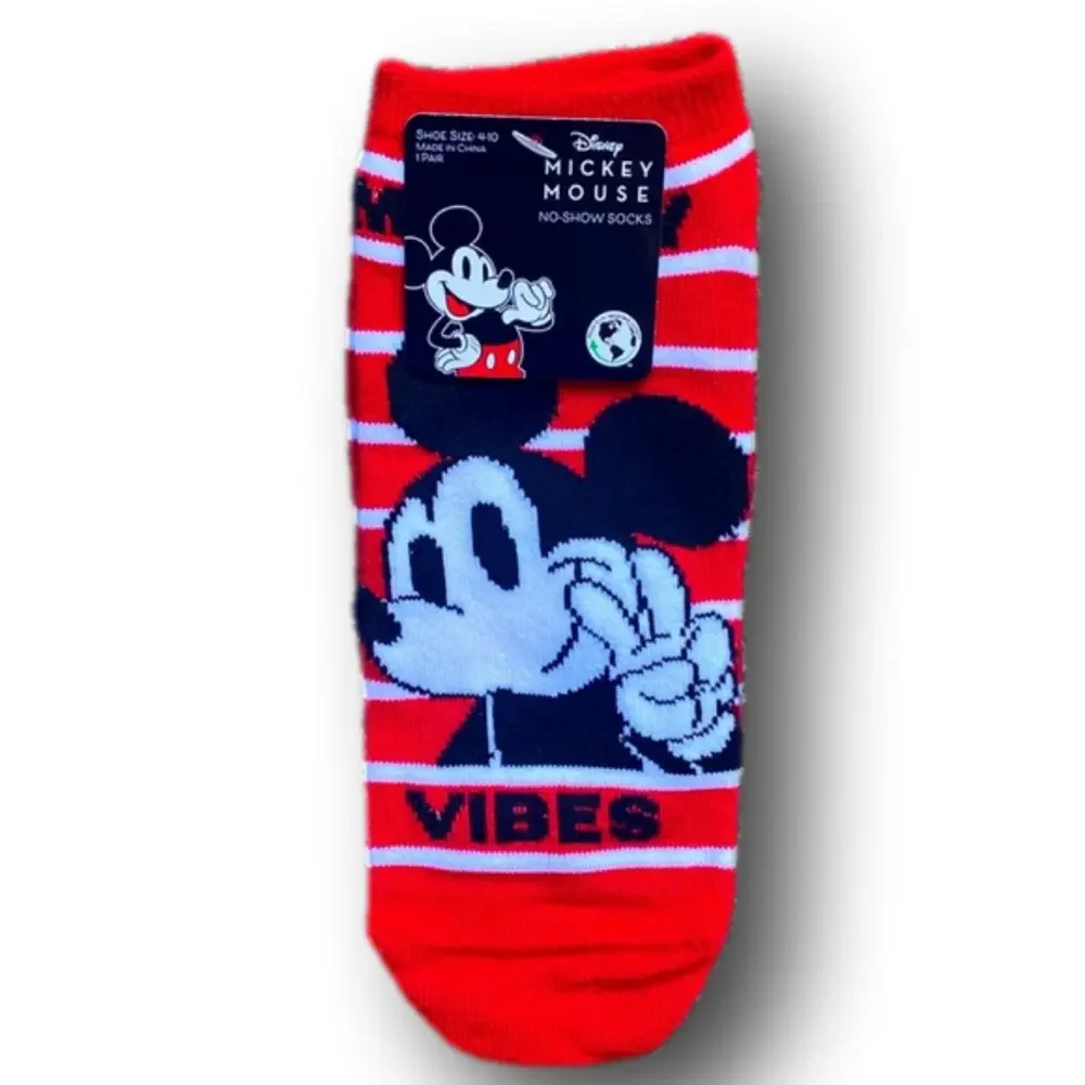 3/$20 Mickey Mouse “Mickey Vibes” Disney Funny Novelty No-Show Socks - NWT